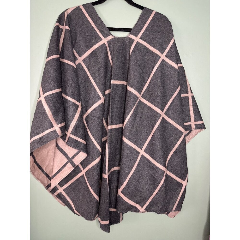 Moss Rose Women Reversible Poncho Soft Warm Sweater New With Tags Cozy Layering
